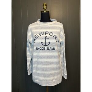 Vineyard Crew Newport Rhode Island Blue Cream Mock neck Pullover Sweater M Mediu